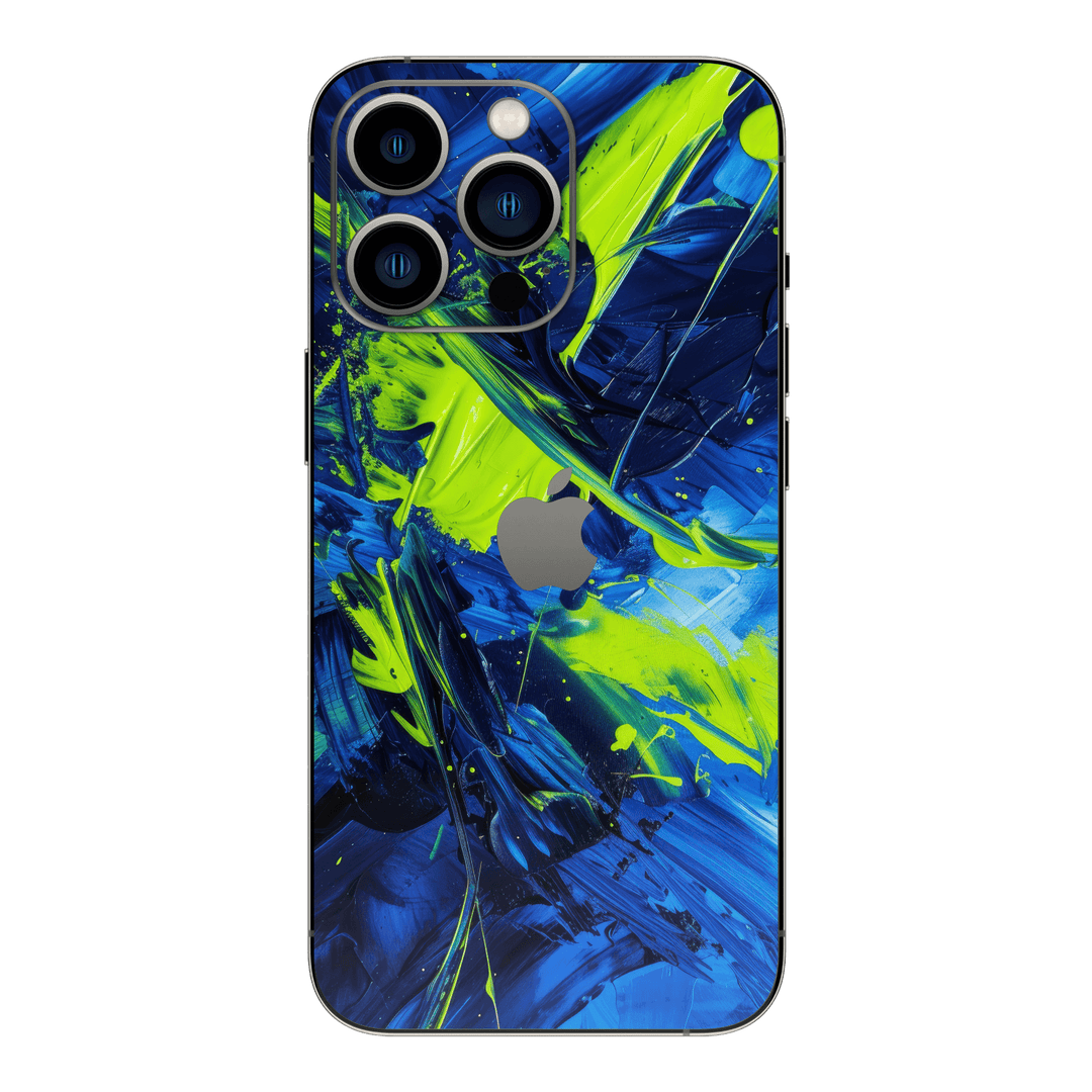 iPhone 13 Pro MAX Print Printed Custom SIGNATURE Glowquatic Neon Yellow Green Blue Skin Wrap Sticker Decal Cover Protector by QSKINZ | QSKINZ.COM