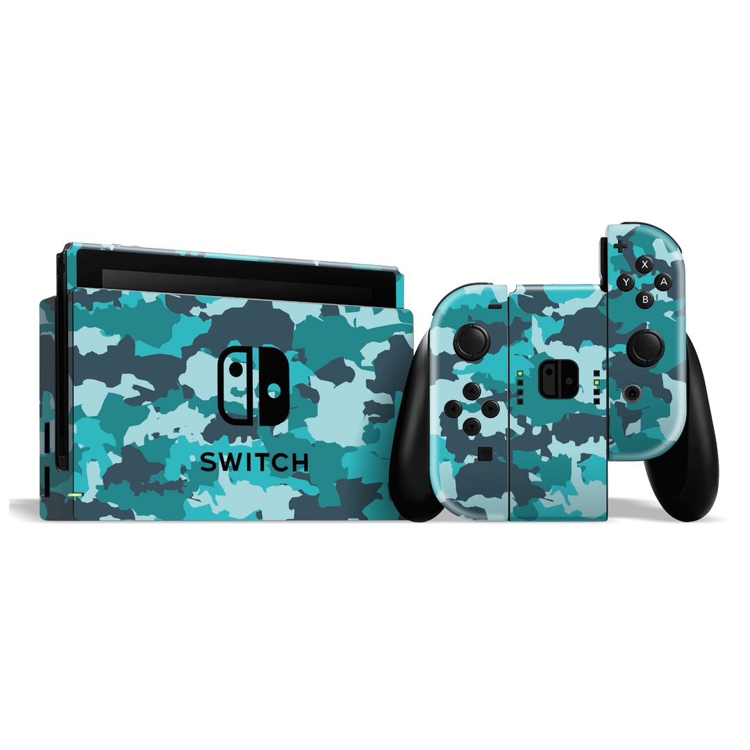 Nintendo SWITCH Print Printed Custom SIGNATURE Camouflage Turquoise Skin Wrap Sticker Decal Cover Protector by EasySkinz
