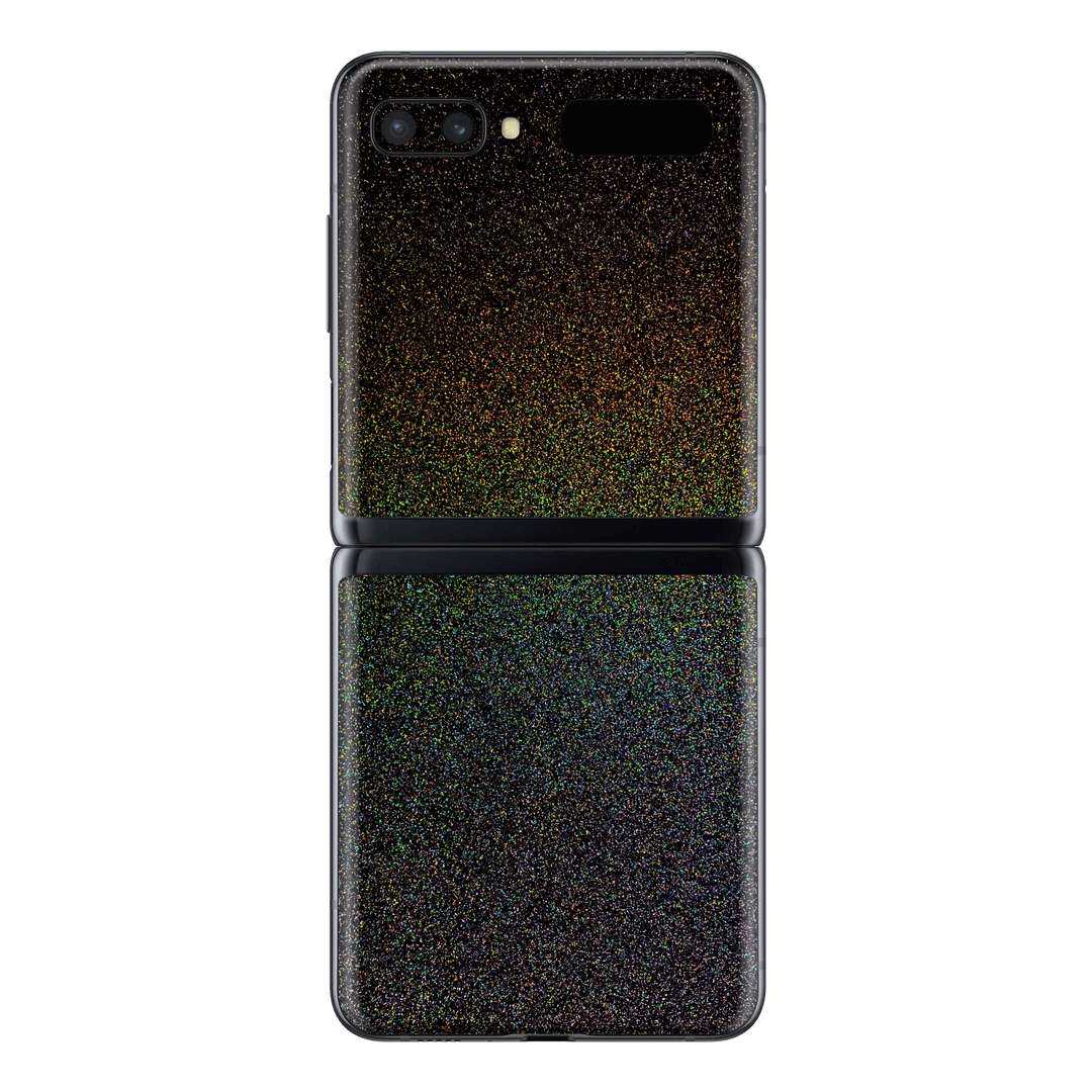 Samsung Galaxy Z FLIP 5G Glossy GALAXY Black Milky Way Rainbow Sparkling Metallic Skin Wrap Sticker Decal Cover Protector by EasySkinz