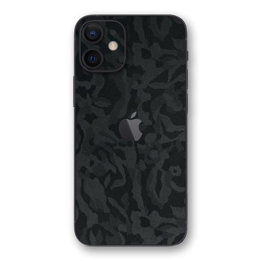 iPhone 12 Luxuria Black 3D Textured Camo Camouflage Skin Wrap Decal Protector | EasySkinz